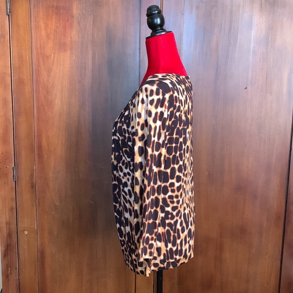 St. John Nordstrom Leopard Jersey with Shoulder Pleating M/L - Picture 10 of 15